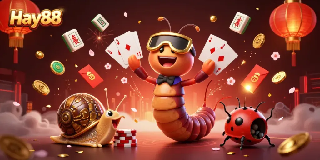 Experience the excitement of Hay88 with animated casino characters and luxurious game elements.