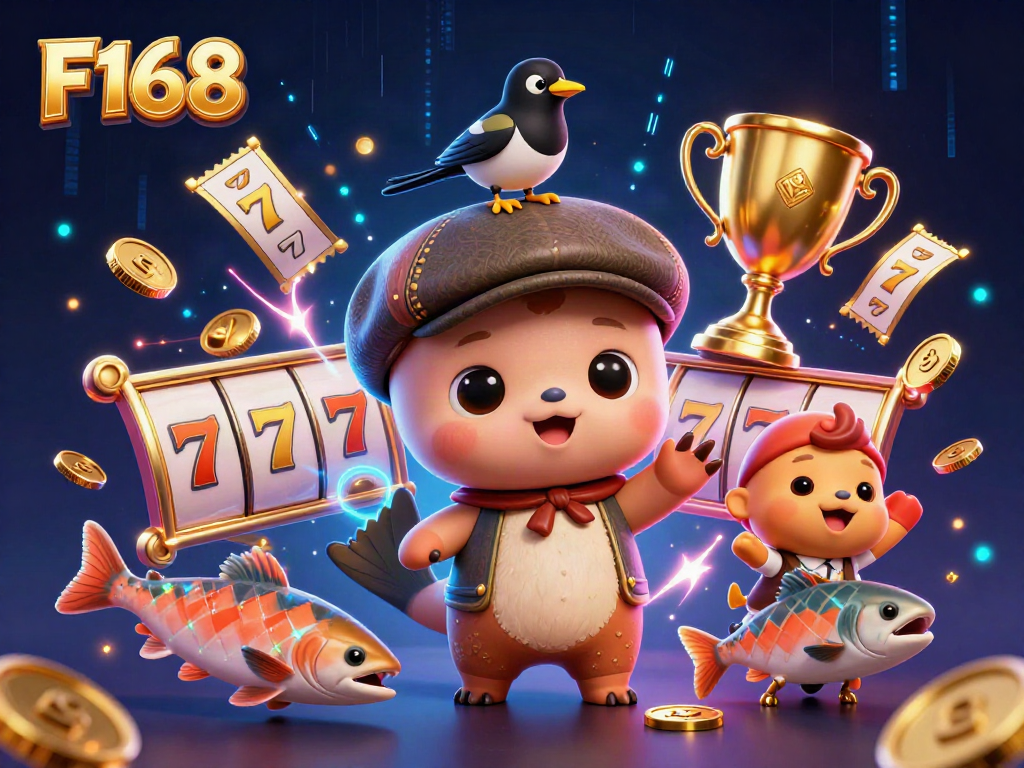 F168 showcases a vibrant casino scene with a playful Nessie and gold elements enhancing excitement.