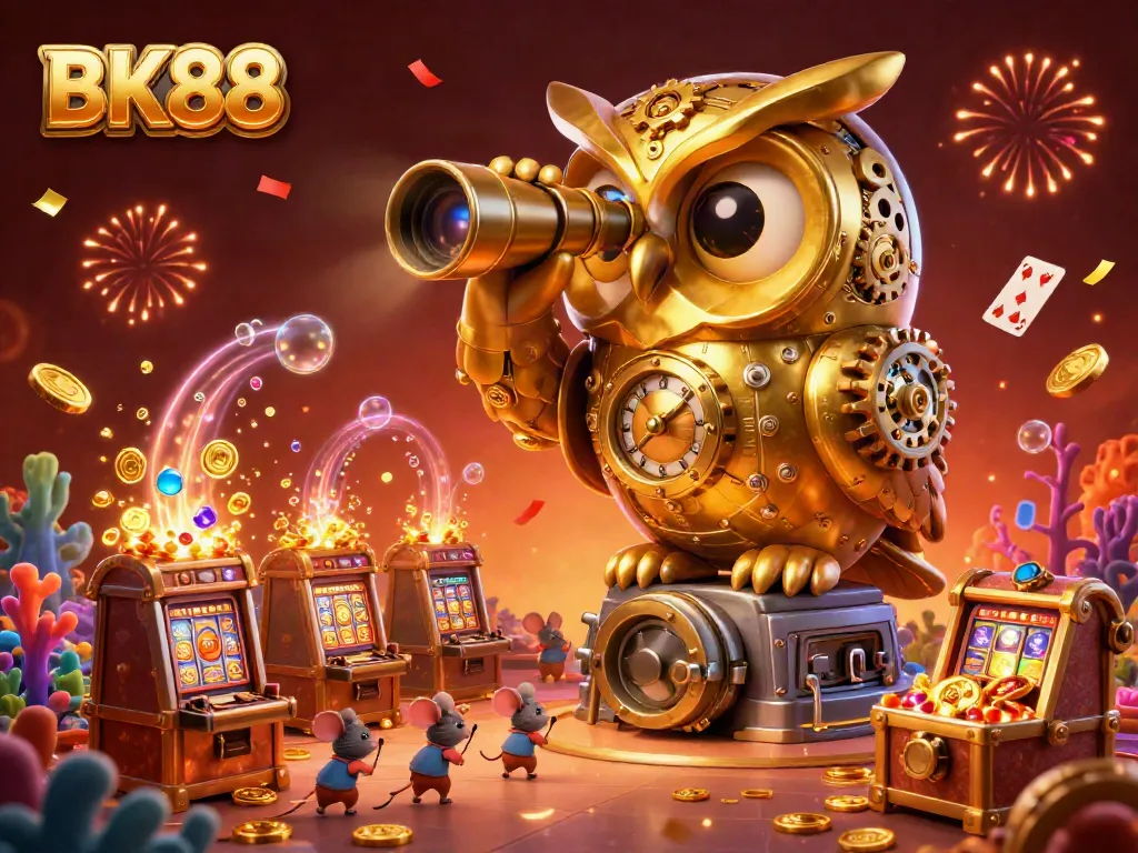 Experience the vibrant gaming world of BK88 in this dynamic casino illustration.