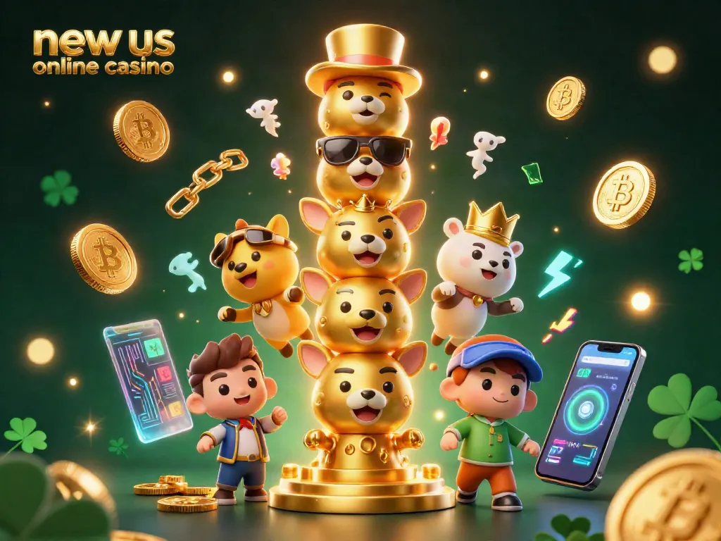 Experience the thrill at a new us online casino with vibrant 3D characters, crypto elements, and exciting game visuals.