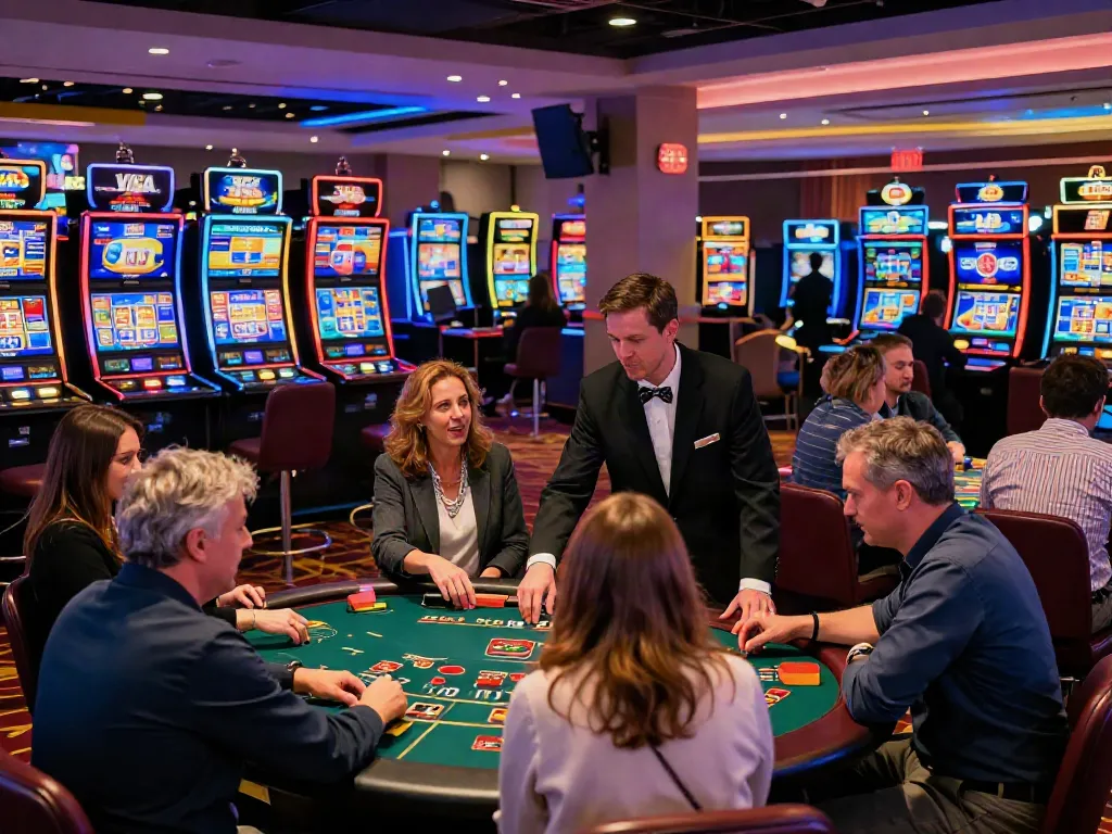 Players enjoying games at vibrant casinos that accept credit cards in the UK.