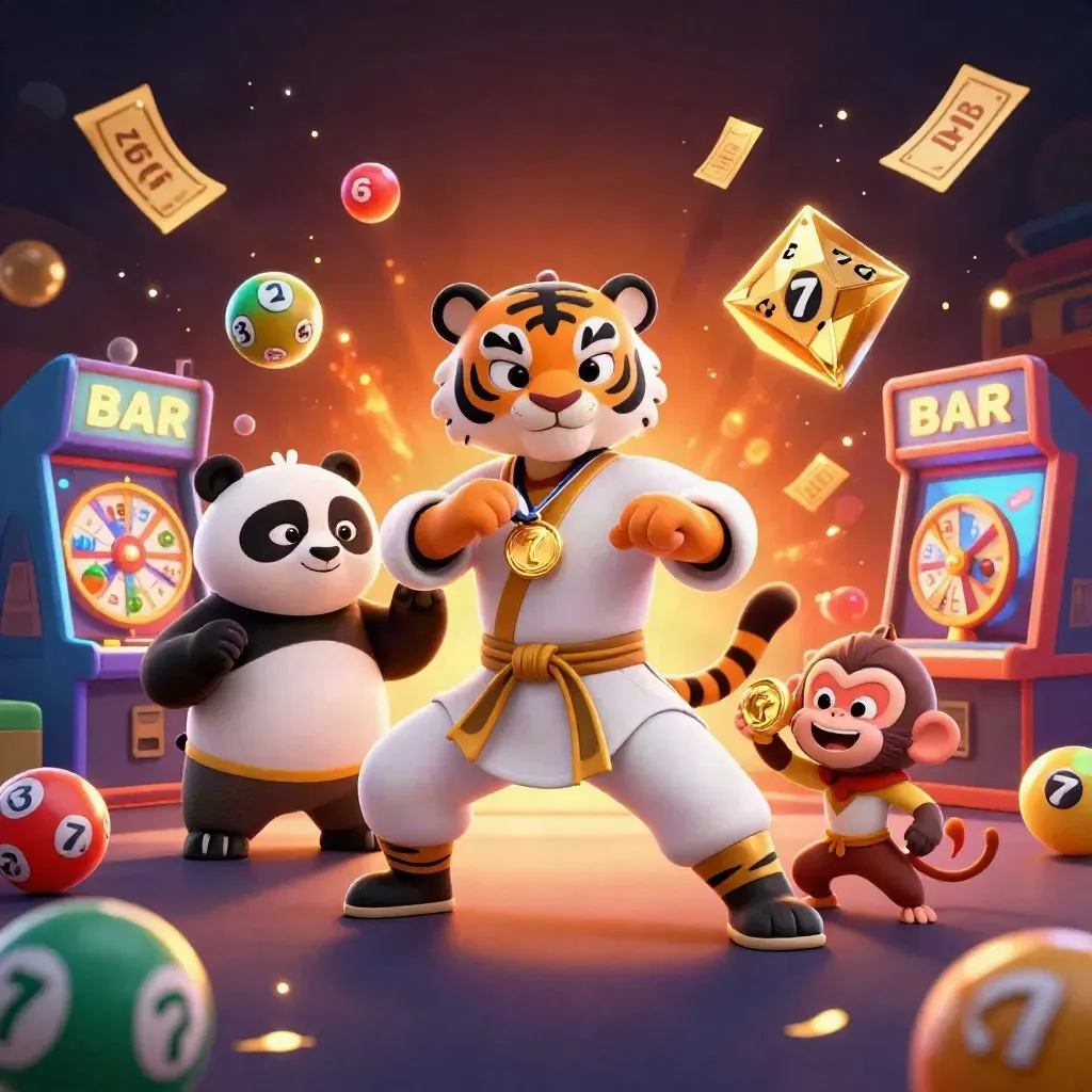 Kung-fu tiger, panda disciple and monkey steal a gold medal amid casino reels and lottery balls