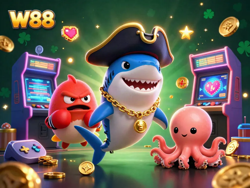 Experience exciting wins at W88 with vibrant 3D casino characters and games.