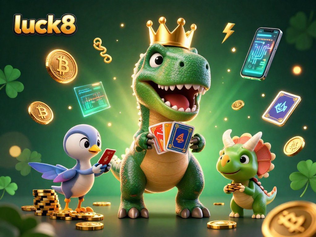 Engage in thrilling gaming adventures at luck8 with lively casino characters and vibrant cryptocurrency elements.