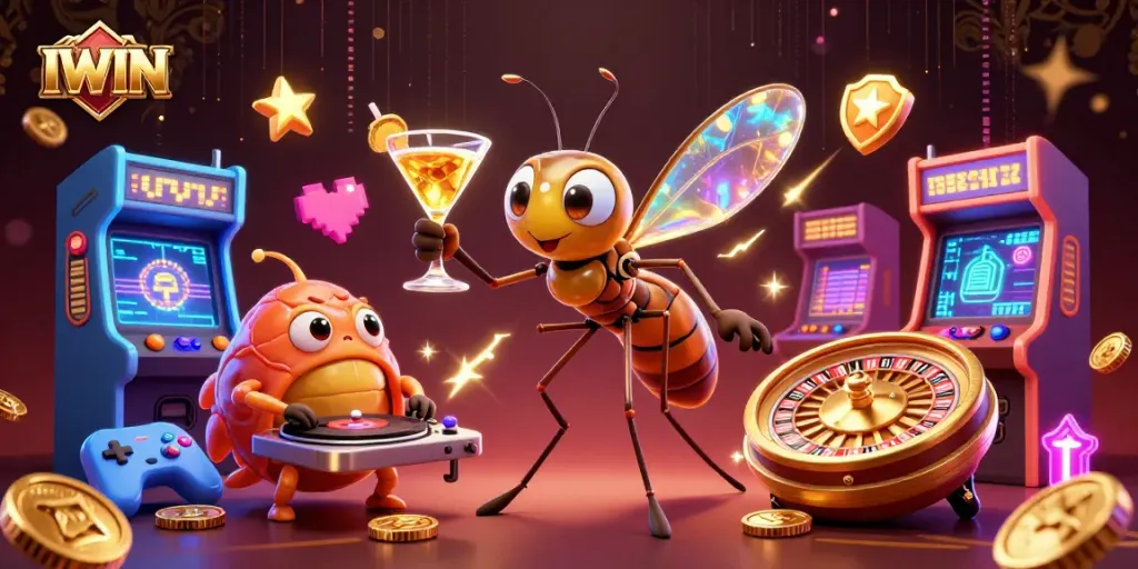 Engage with IWIN's vibrant casino scene featuring game-inspired elements.
