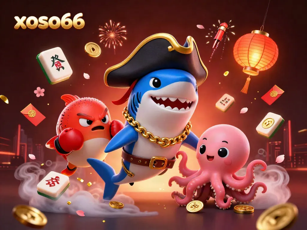 Experience xoso66's thrilling underwater casino adventure with vibrant characters and festive elements!