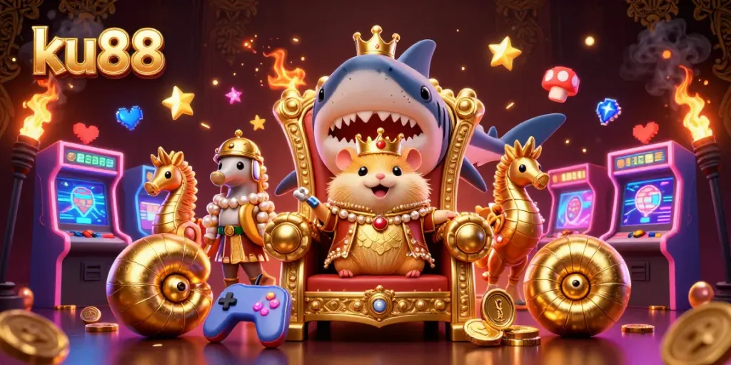 Play thrilling games at ku88, where the golden hamster king reigns in a vibrant casino universe.